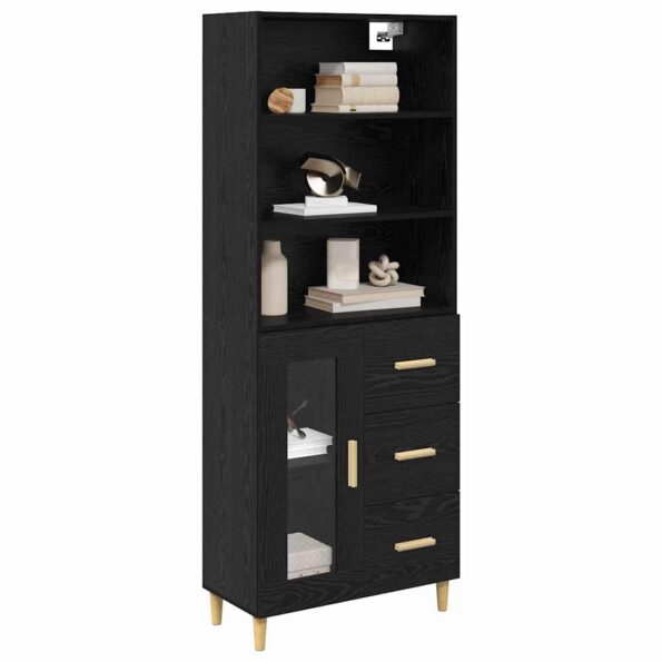 vidaXL Highboard 2 pcs Čierny dub 69,5 x 34 x 180 cm Kompozitné drevo – Obrázok 3