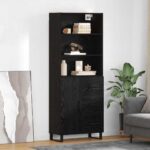 vidaXL Highboard Nástenný 2 pcs Čierny dub Kompozitné drevo