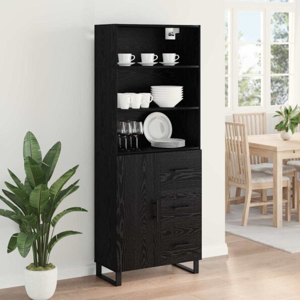 vidaXL Highboard Nástenný 2 pcs Čierny dub Kompozitné drevo – Obrázok 4