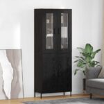 vidaXL Highboard Čierny dub 69,5 x 34 x 180 cm Kompozitné drevo