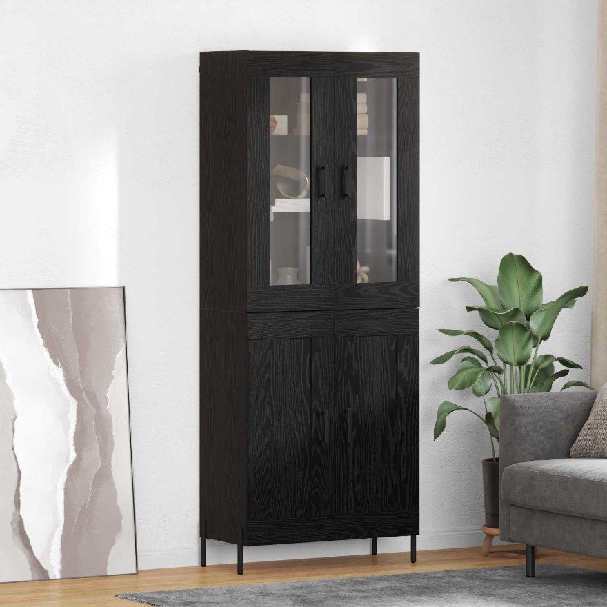 3416214_1.jpg vidaXL Highboard Čierny dub 69,5 x 34 x 180 cm Kompozitné drevo – Obrázok 1