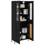vidaXL Highboard Čierny dub 69,5 x 34 x 180 cm Kompozitné drevo – Obrázok 3