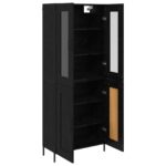 vidaXL Highboard Čierny dub 69,5 x 34 x 180 cm Kompozitné drevo – Obrázok 5