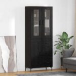 vidaXL Highboard so zásuvkou 2 pcs Čierny dub Kompozitné drevo