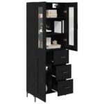 vidaXL Highboard so zásuvkou 2 pcs Čierny dub Kompozitné drevo – Obrázok 3