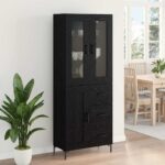 vidaXL Highboard so zásuvkou 2 pcs Čierny dub Kompozitné drevo – Obrázok 4