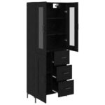 vidaXL Highboard so zásuvkou 2 pcs Čierny dub Kompozitné drevo – Obrázok 5
