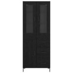 vidaXL Highboard so zásuvkou 2 pcs Čierny dub Kompozitné drevo – Obrázok 8