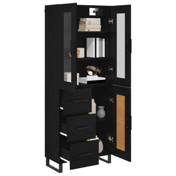 vidaXL Highboard 2 pcs Čierny dub Drevovláknitá doska a sklo – Obrázok 3