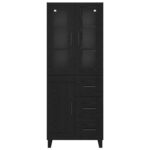 vidaXL Highboard 2 pcs Čierny dub Drevovláknitá doska a sklo – Obrázok 8