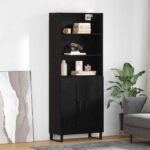 vidaXL Highboard Nástenný 2 pcs Čierny dub Kompozitné drevo