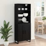 vidaXL Highboard Nástenný 2 pcs Čierny dub Kompozitné drevo – Obrázok 4