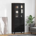 vidaXL Highboard 2 pcs Čierny dub Drevovláknitá doska a sklo