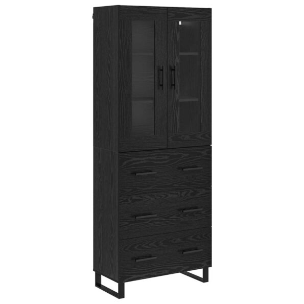 vidaXL Highboard 2 pcs Čierny dub Drevovláknitá doska a sklo – Obrázok 2