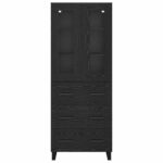 vidaXL Highboard 2 pcs Čierny dub Drevovláknitá doska a sklo – Obrázok 8