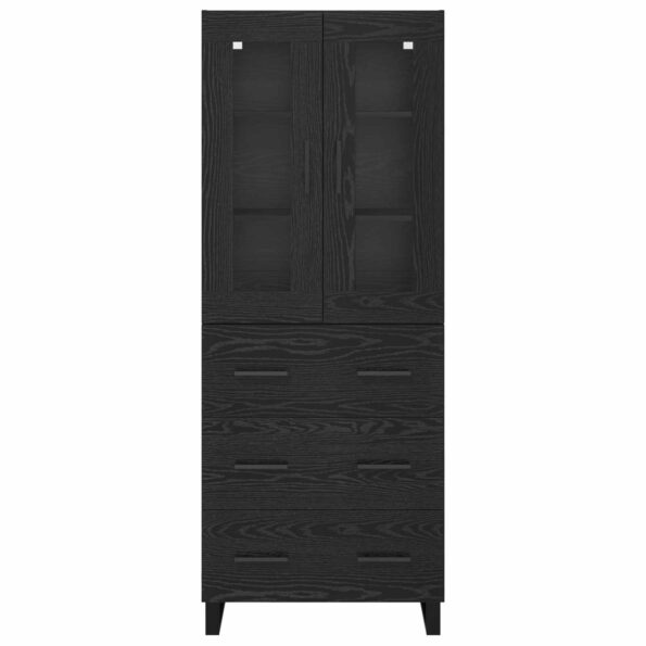 vidaXL Highboard 2 pcs Čierny dub Drevovláknitá doska a sklo – Obrázok 8