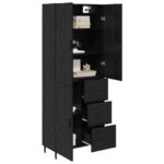 vidaXL Highboard 2 pcs Čierny dub Drevovláknitá doska a sklo – Obrázok 3