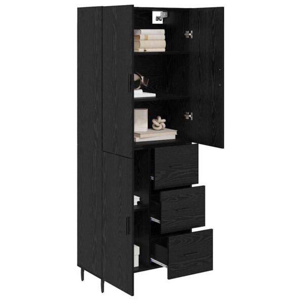vidaXL Highboard 2 pcs Čierny dub Drevovláknitá doska a sklo – Obrázok 3