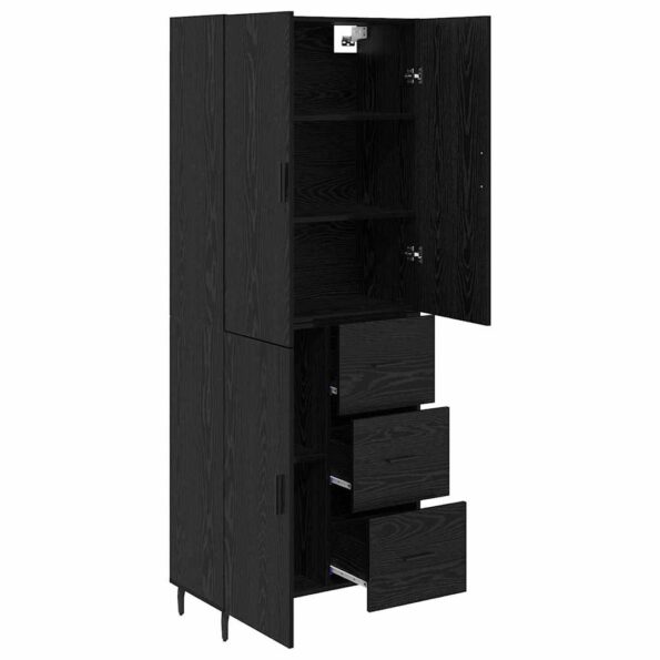 vidaXL Highboard 2 pcs Čierny dub Drevovláknitá doska a sklo – Obrázok 5