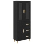 vidaXL Highboard Čierny dub 34,5 x 34 x 180 cm Kompozitné drevo – Obrázok 2