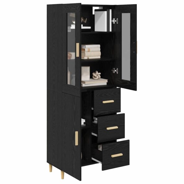 vidaXL Highboard Čierny dub 34,5 x 34 x 180 cm Kompozitné drevo – Obrázok 3