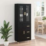 vidaXL Highboard Čierny dub 34,5 x 34 x 180 cm Kompozitné drevo – Obrázok 4