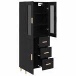 vidaXL Highboard Čierny dub 34,5 x 34 x 180 cm Kompozitné drevo – Obrázok 5