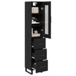vidaXL Highboard Čierny dub 34,5 x 34 x 180 cm Kompozitné drevo – Obrázok 3