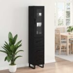 vidaXL Highboard Čierny dub 34,5 x 34 x 180 cm Kompozitné drevo – Obrázok 4