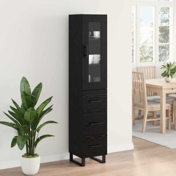 vidaXL Highboard Čierny dub 34,5 x 34 x 180 cm Kompozitné drevo – Obrázok 4