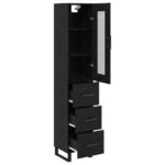 vidaXL Highboard Čierny dub 34,5 x 34 x 180 cm Kompozitné drevo – Obrázok 5