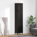 vidaXL Highboard Čierny dub 34,5 x 34 x 180 cm Kompozitné drevo
