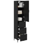 vidaXL Highboard Čierny dub 34,5 x 34 x 180 cm Kompozitné drevo – Obrázok 3