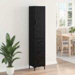 vidaXL Highboard Čierny dub 34,5 x 34 x 180 cm Kompozitné drevo – Obrázok 4