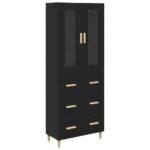 vidaXL Highboard so zásuvkou Čierny dub 69,5 x 34 x 180 cm – Obrázok 2