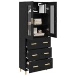 vidaXL Highboard so zásuvkou Čierny dub 69,5 x 34 x 180 cm – Obrázok 3
