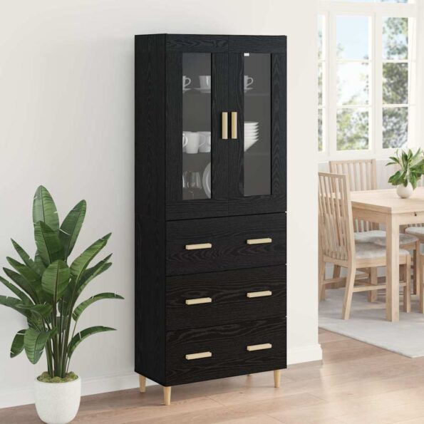 vidaXL Highboard so zásuvkou Čierny dub 69,5 x 34 x 180 cm – Obrázok 4