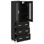 vidaXL Highboard so zásuvkou Čierny dub 69,5 x 34 x 180 cm – Obrázok 5