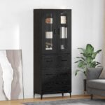 vidaXL Highboard Čierny dub 69,5 x 34 x 180 cm Kompozitné drevo