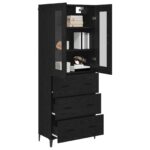 vidaXL Highboard Čierny dub 69,5 x 34 x 180 cm Kompozitné drevo – Obrázok 3