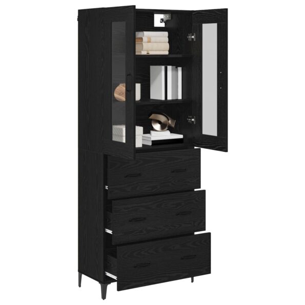 vidaXL Highboard Čierny dub 69,5 x 34 x 180 cm Kompozitné drevo – Obrázok 3