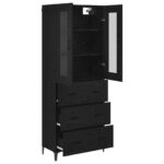 vidaXL Highboard Čierny dub 69,5 x 34 x 180 cm Kompozitné drevo – Obrázok 5