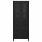 vidaXL Highboard Čierny dub 69,5 x 34 x 180 cm Kompozitné drevo – Obrázok 8