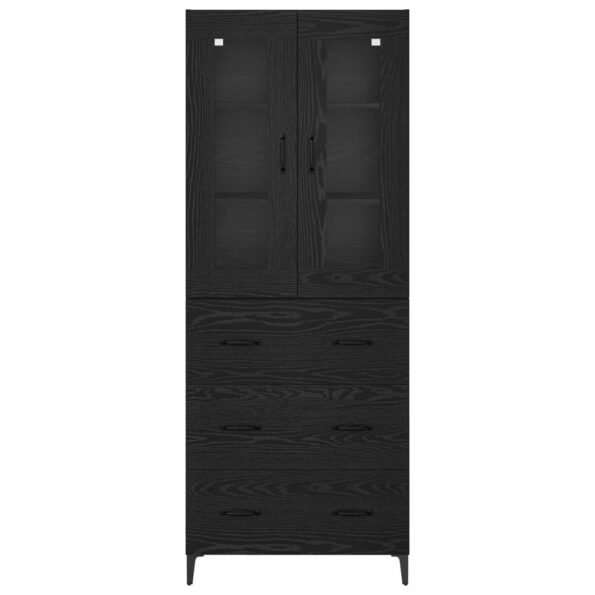 vidaXL Highboard Čierny dub 69,5 x 34 x 180 cm Kompozitné drevo – Obrázok 8