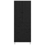 vidaXL Highboard so zásuvkou 2 pcs Čierny dub Konštrukčné drevo a sklo – Obrázok 8