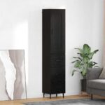 vidaXL Highboard Čierny dub 34,5 x 34 x 180 cm Kompozitné drevo