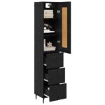 vidaXL Highboard Čierny dub 34,5 x 34 x 180 cm Kompozitné drevo – Obrázok 3