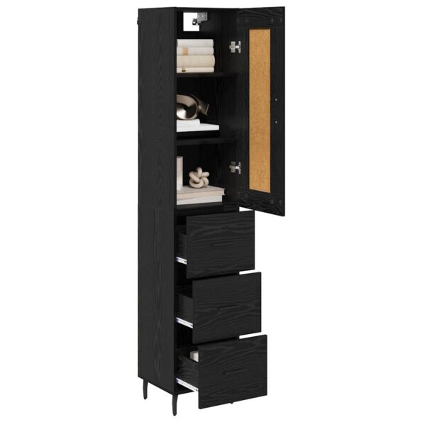 vidaXL Highboard Čierny dub 34,5 x 34 x 180 cm Kompozitné drevo – Obrázok 3