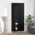 vidaXL Highboard Čierny dub 69,5 x 34 x 180 cm Kompozitné drevo