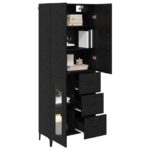 vidaXL Highboard Čierny dub 69,5 x 34 x 180 cm Kompozitné drevo – Obrázok 3